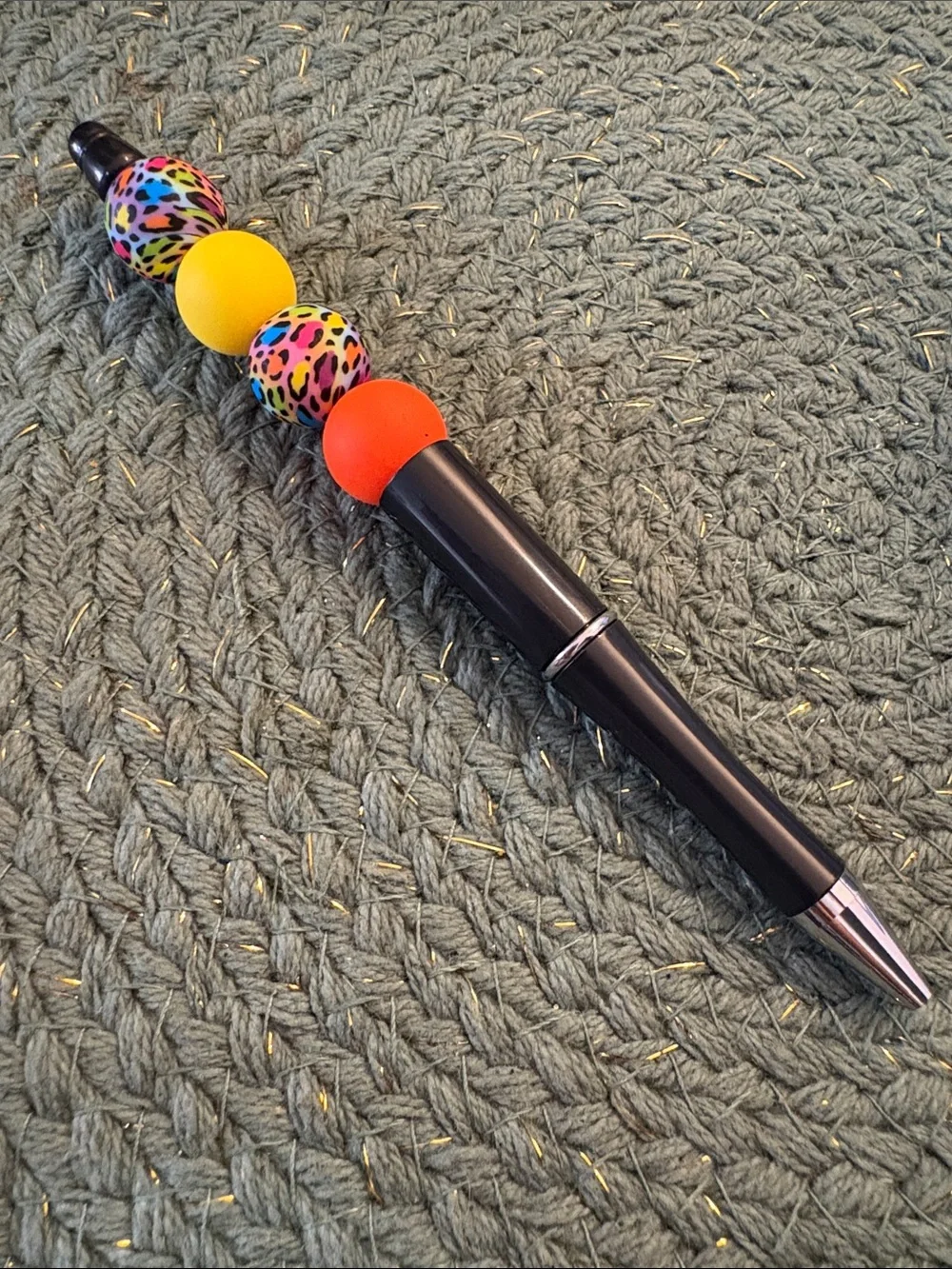 Multicolor Beaded Black Ballpoint Pen - Home Office